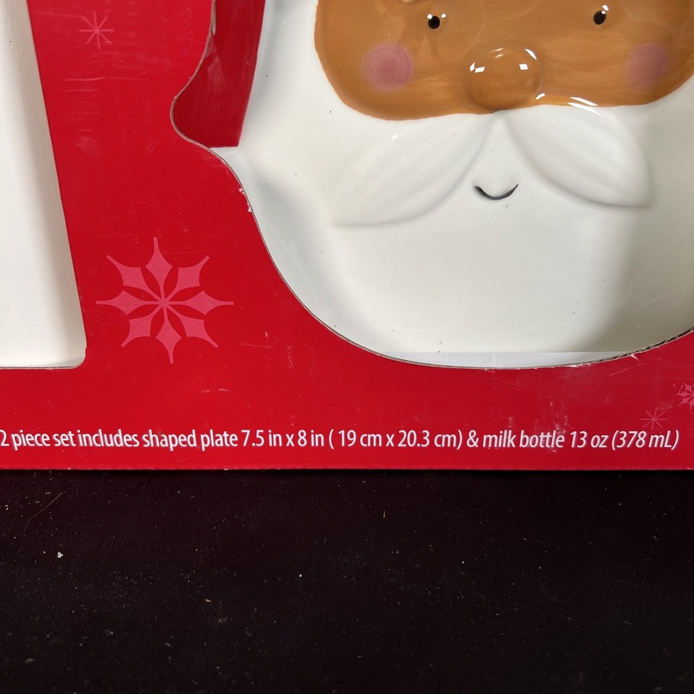 Holiday Time Cookies For Santa Set Plate & Milk Bottle 7.5"x8" Plate 13oz Bottle - Picture 2 of 5